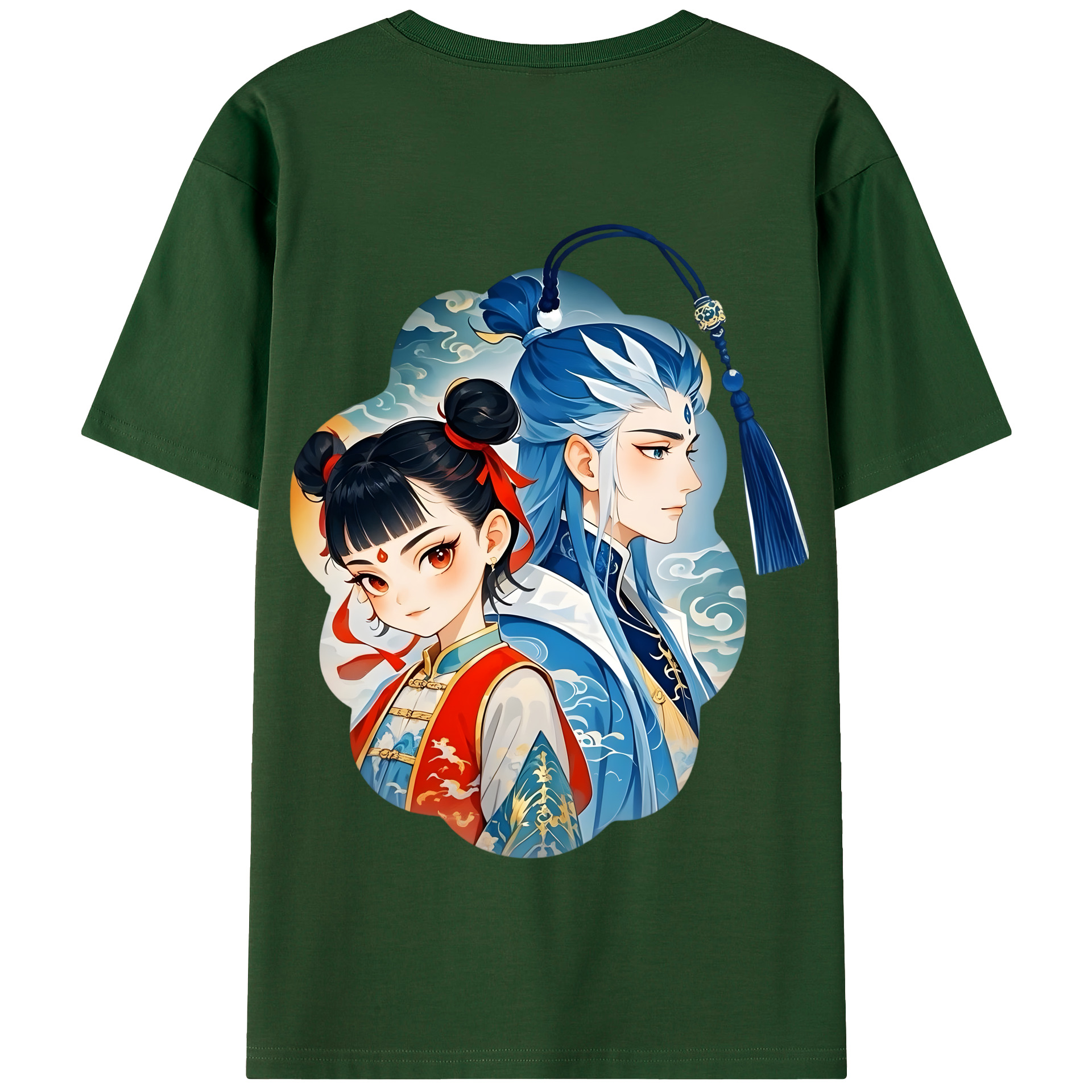 （画像用） Ne Zha 2 ナタ 魔童の大暴れ 綿100％半袖Tシャツ（背面プリント）